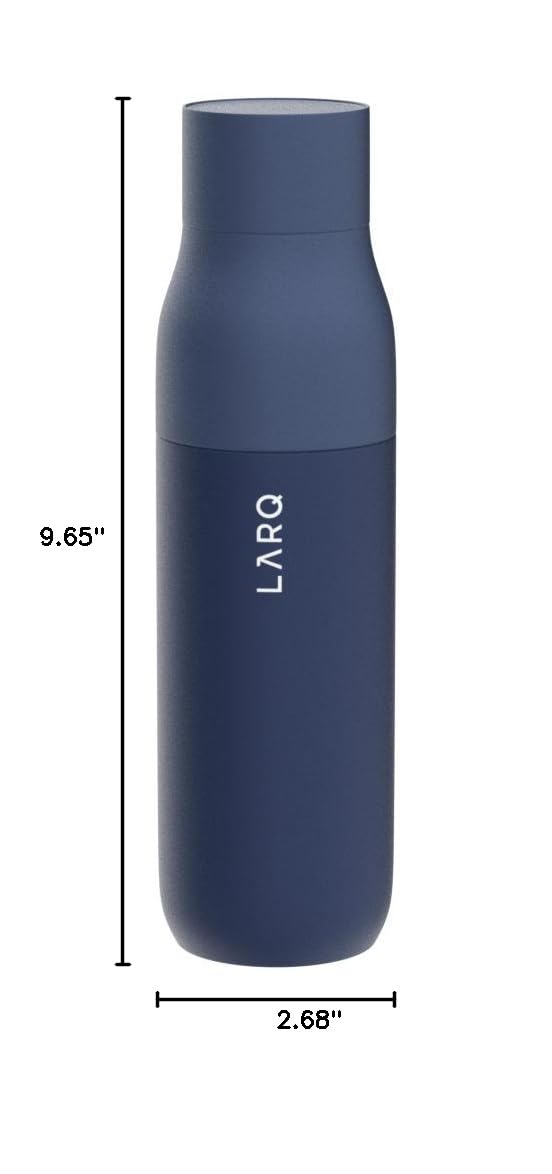 LARQ Bottle Purevis 17 Oz - Self-Cleaning And Insulated Stainless Steel Water Bottle With UV Water Purifier And Award-Winning Design | Reusable & Travel Friendly, 1-Year Warranty, Monaco Blue, 500 Ml