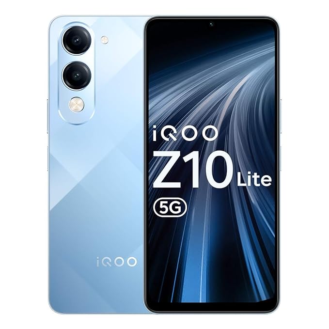 iQOO Z10 Lite 5G (Titanium Blue, 6GB RAM, 128GB Storage) | 6000 mAh Battery | Dimensity 6300 5G Processor with 433K+* AnTuTu Score | IP64 Rated & Military Grade Shock-Resistance*