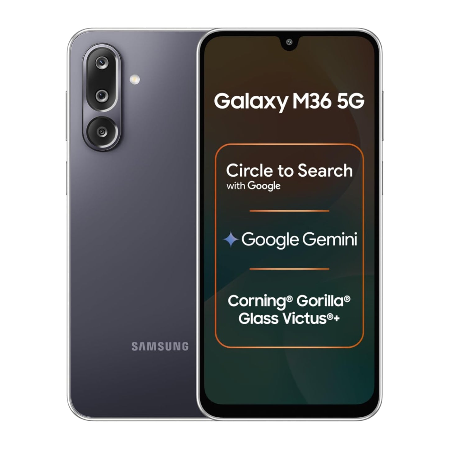 Samsung Galaxy M36 5G (Velvet Black, 8 GB RAM, 256 GB Storage)| Circle to Search| Google Gemini| Corning Gorilla Glass Victus+| 7.7mm Slim| AI Enhanced 50 MP OIS Triple Camera| Unmatched Nightography