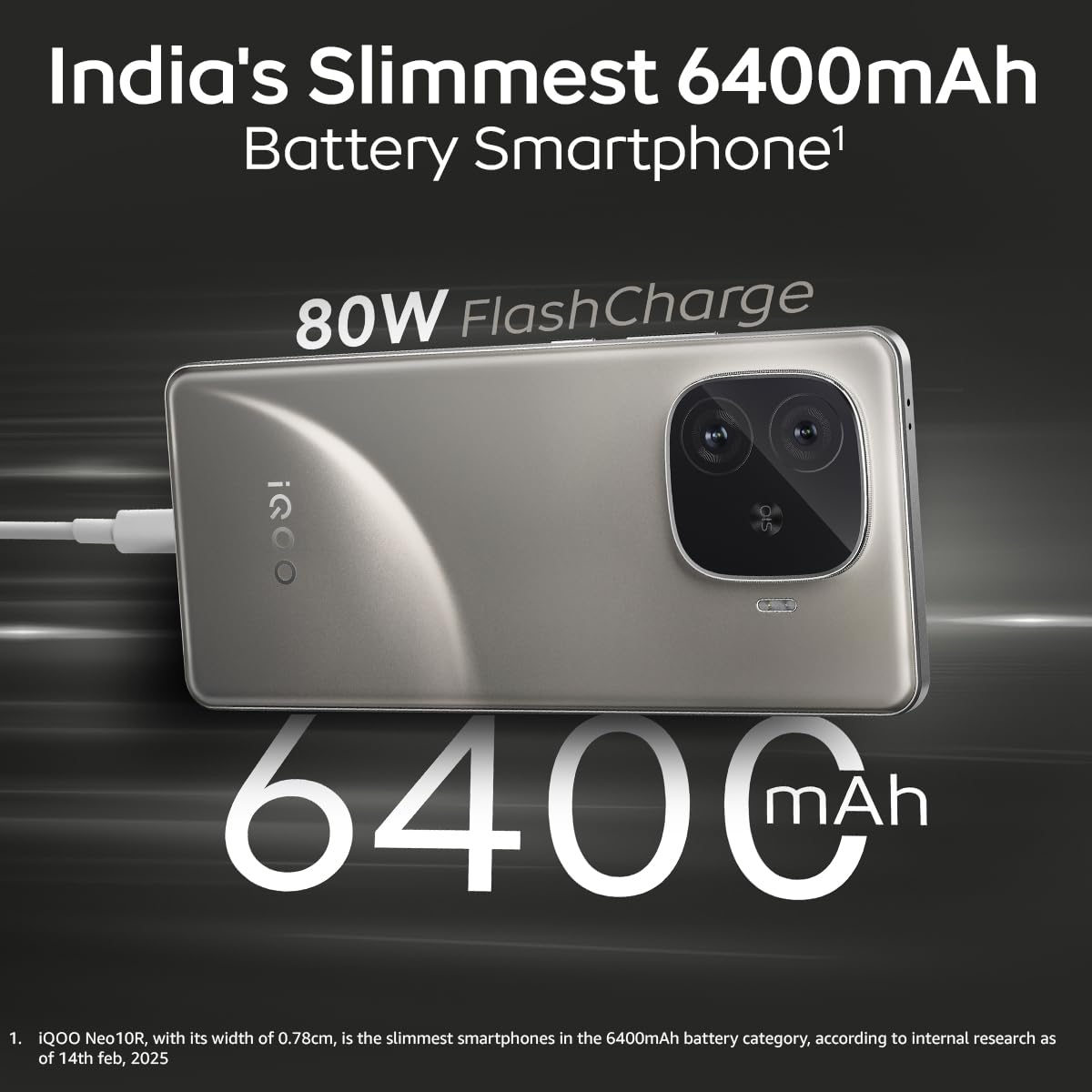 iQOO Neo 10R 5G (Moonknight Titanium, 12GB RAM, 256GB Storage) | Snapdragon 8s Gen 3 Processor | India's Slimmest 6400mAh Battery Smartphone | Segment's Most Stable 90FPS for 5 Hours
