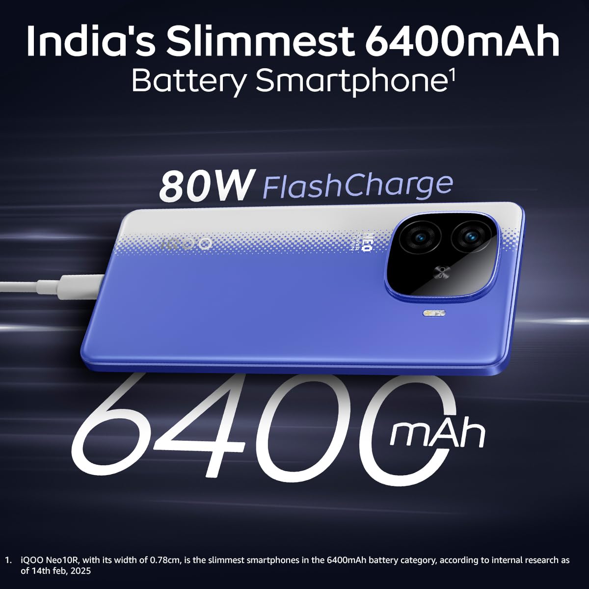 iQOO Neo 10R 5G (Moonknight Titanium, 12GB RAM, 256GB Storage) | Snapdragon 8s Gen 3 Processor | India's Slimmest 6400mAh Battery Smartphone | Segment's Most Stable 90FPS for 5 Hours