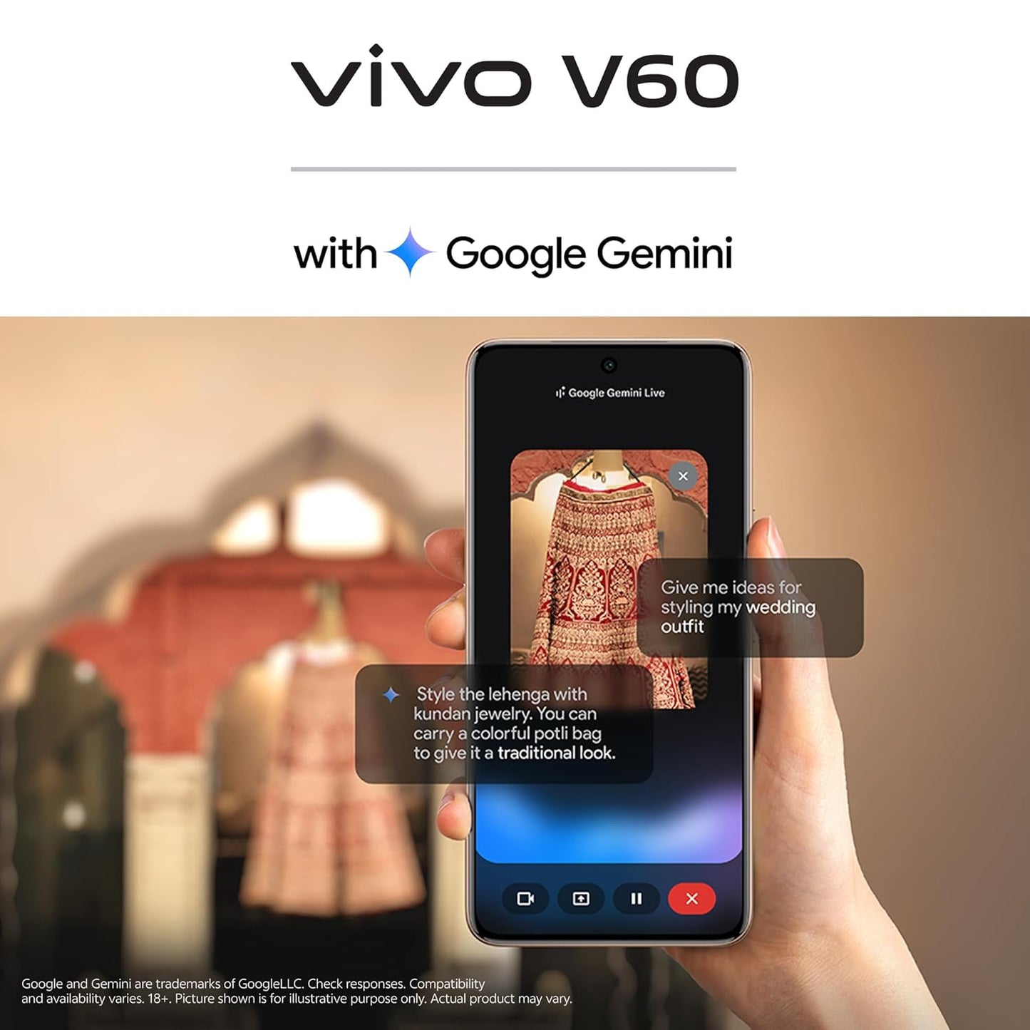 Vivo V60 5G (Mist Gray, 8GB RAM, 256GB Storage) with No Cost EMI/Additional Exchange Offers