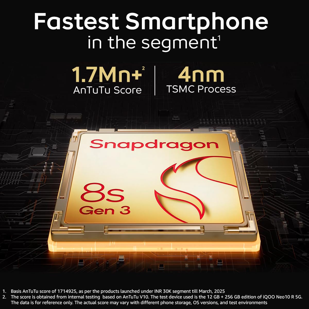 iQOO Neo 10R 5G (Moonknight Titanium, 12GB RAM, 256GB Storage) | Snapdragon 8s Gen 3 Processor | India's Slimmest 6400mAh Battery Smartphone | Segment's Most Stable 90FPS for 5 Hours