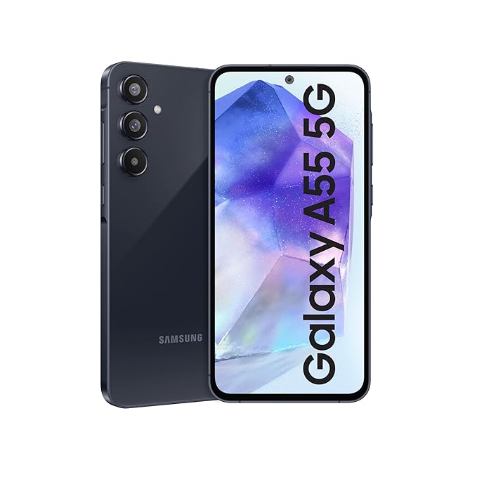 Samsung Galaxy A55 5G (Awesome Navy, 8GB RAM, 256GB Storage) | AI | Metal Frame | 50 MP Main Camera (OIS) | Super HDR Video| Nightography | IP67 | Corning Gorilla Glass Victus+ | sAMOLED Display