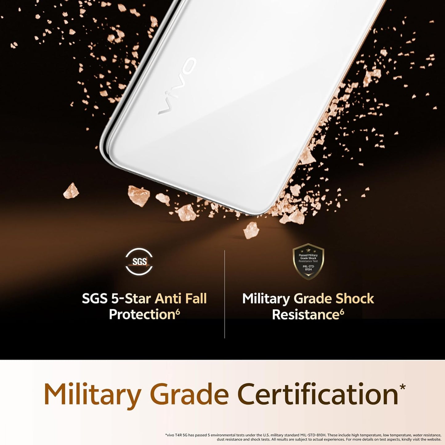 VIVO T4R 5G (Arctic White, 8GB RAM, 256GB Storage) | 6.77" Quad Curved AMOLED 120Hz Display | 50MP OIS Dual Rear + 32MP Front Camera | Dimensity 7400 | 5700mAh Battery, 44W FlashCharge, IP68 & IP69