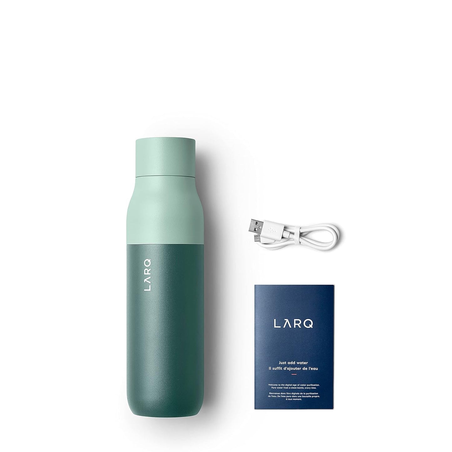 LARQ Bottle Purevis 17 Oz - Self-Cleaning And Insulated Stainless Steel Water Bottle With UV Water Purifier And Award-Winning Design | Reusable & Travel Friendly, 1-Year Warranty, Monaco Blue, 500 Ml