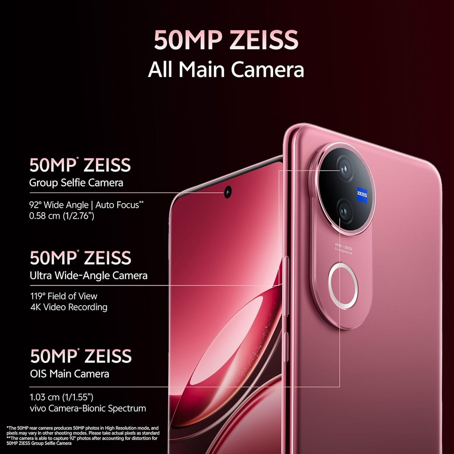 Vivo V50 5G (Rose Red, 8GB RAM, 256GB Storage) with No Cost EMI/Additional Exchange Offers