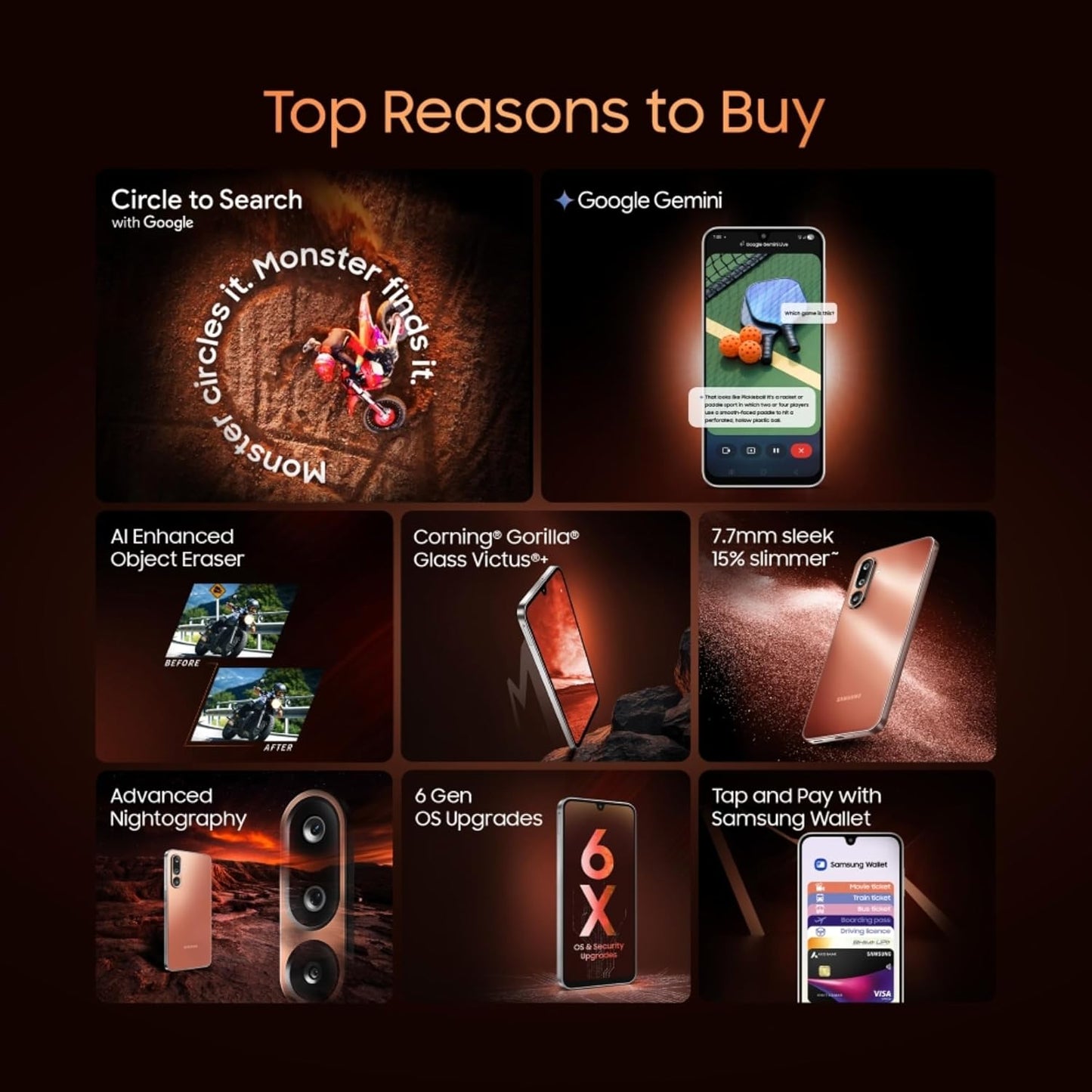 Samsung Galaxy M36 5G (Velvet Black, 8 GB RAM, 256 GB Storage)| Circle to Search| Google Gemini| Corning Gorilla Glass Victus+| 7.7mm Slim| AI Enhanced 50 MP OIS Triple Camera| Unmatched Nightography