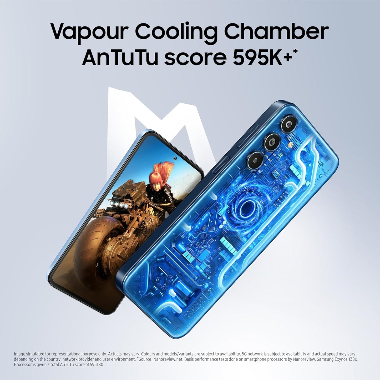 Samsung Galaxy M35 5G (DayBreak Blue,8GB RAM,128GB Storage)| Corning Gorilla Glass Victus+| AnTuTu Score 595K+| Vapour Cooling Chamber| 6000mAh Battery| 120Hz Super AMOLED Display| AI| Without Charger
