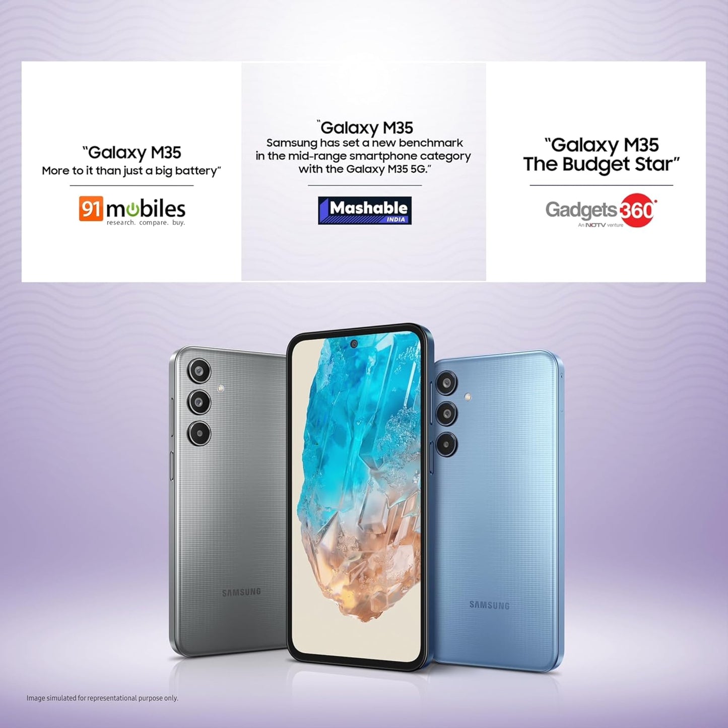 Samsung Galaxy M35 5G (DayBreak Blue,8GB RAM,128GB Storage)| Corning Gorilla Glass Victus+| AnTuTu Score 595K+| Vapour Cooling Chamber| 6000mAh Battery| 120Hz Super AMOLED Display| AI| Without Charger