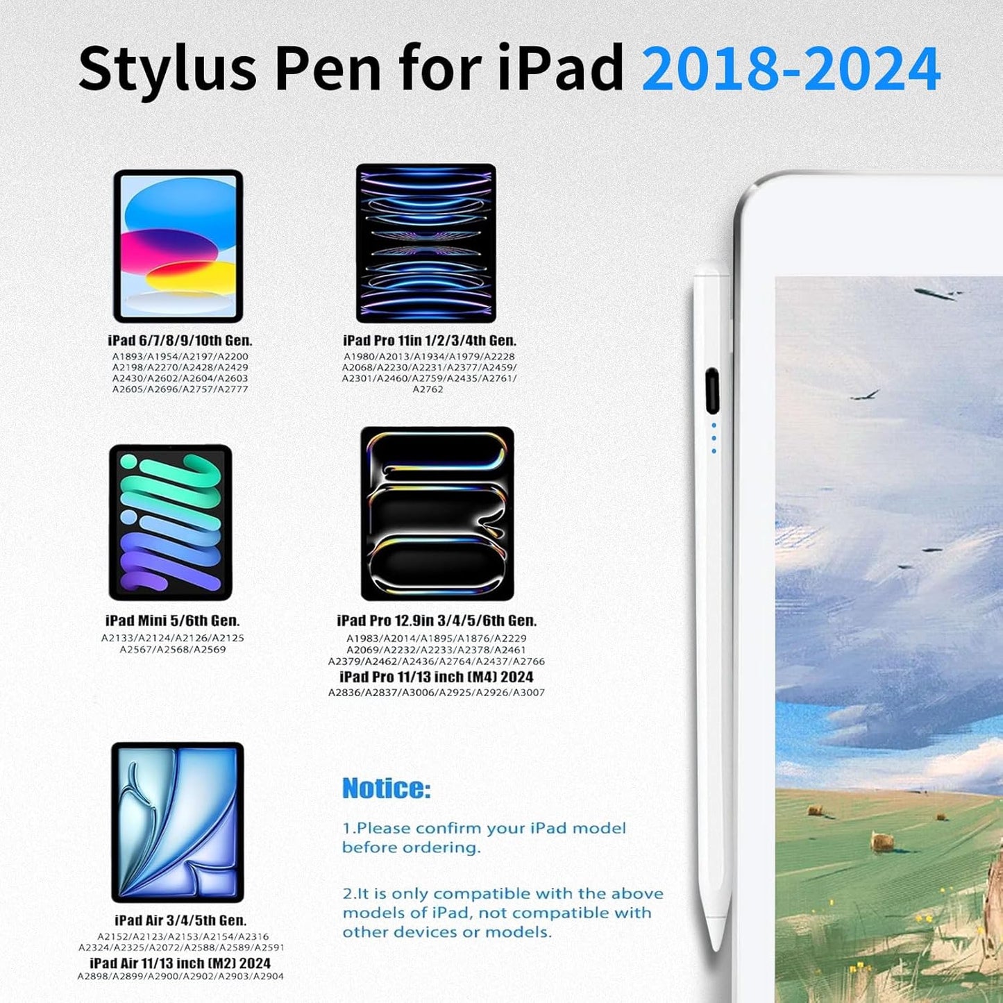 WeCool P1 iPad Pencil for iPad 10th/9th Generation, Stylus Pen for iPad with Upgraded 500mAh Battery | Palm Rejection | Magnetic Adsorption | Tilt Tech, Precise Stylus for iPad 2018-2024