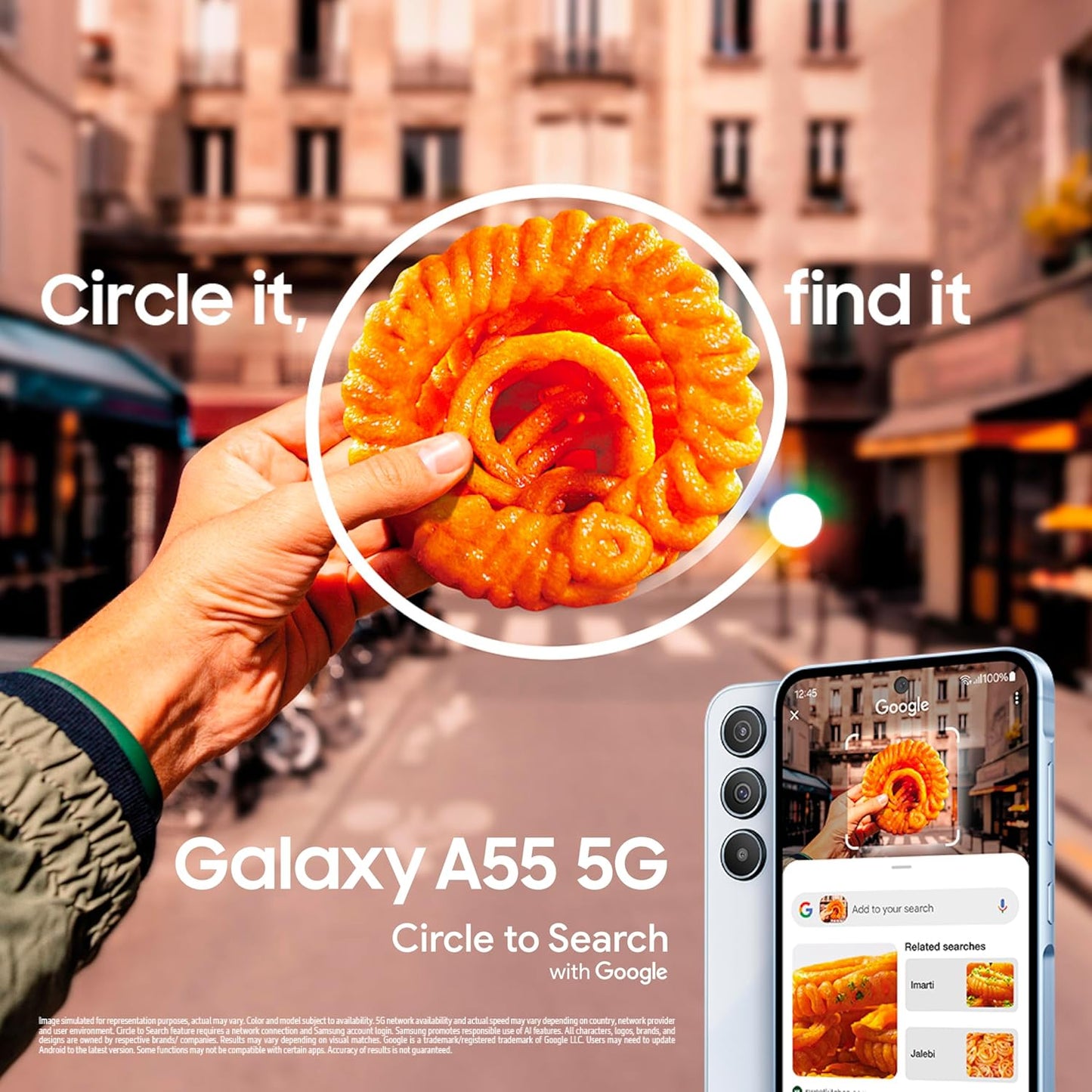 Samsung Galaxy A55 5G (Awesome Navy, 8GB RAM, 256GB Storage) | AI | Metal Frame | 50 MP Main Camera (OIS) | Super HDR Video| Nightography | IP67 | Corning Gorilla Glass Victus+ | sAMOLED Display