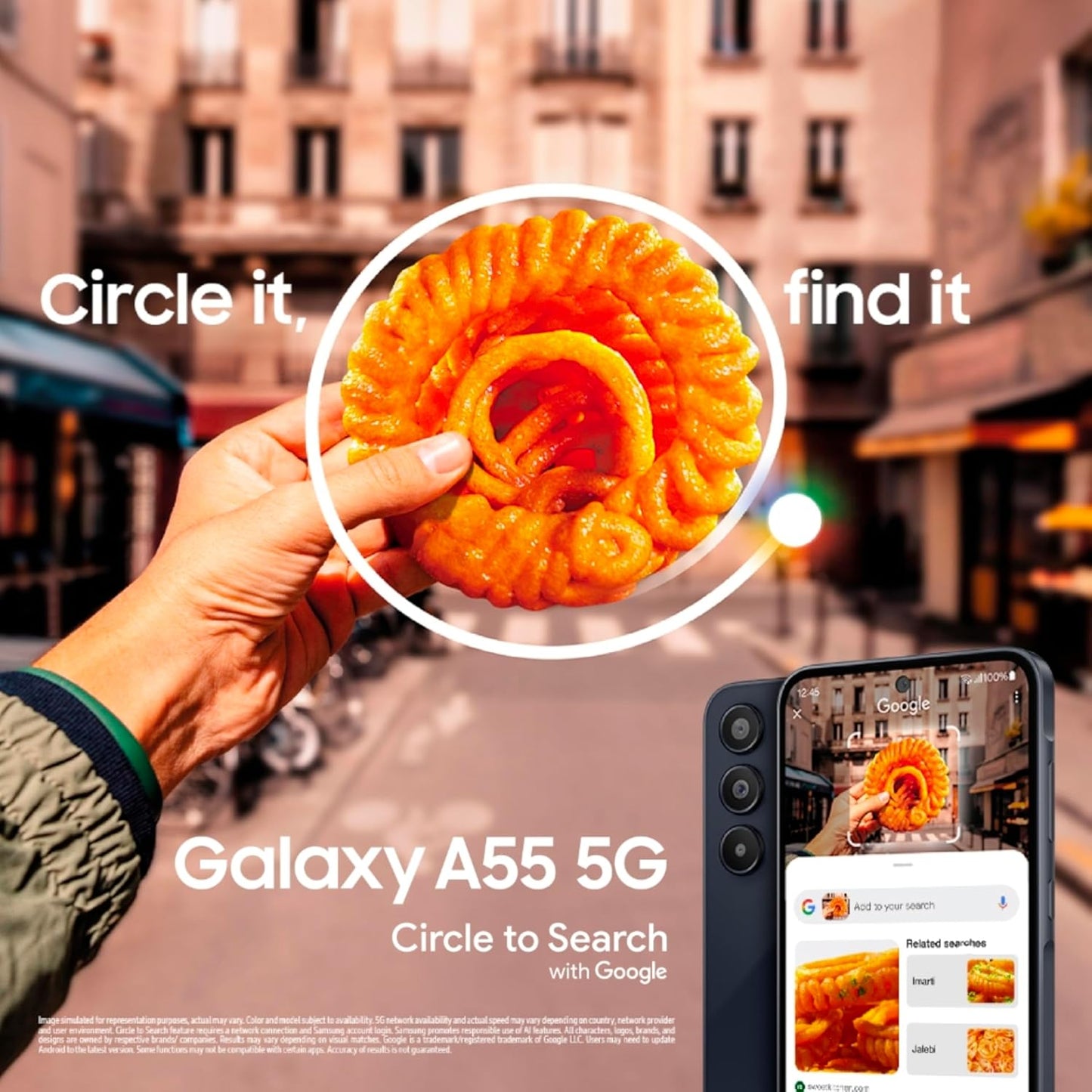 Samsung Galaxy A55 5G (Awesome Navy, 8GB RAM, 256GB Storage) | AI | Metal Frame | 50 MP Main Camera (OIS) | Super HDR Video| Nightography | IP67 | Corning Gorilla Glass Victus+ | sAMOLED Display