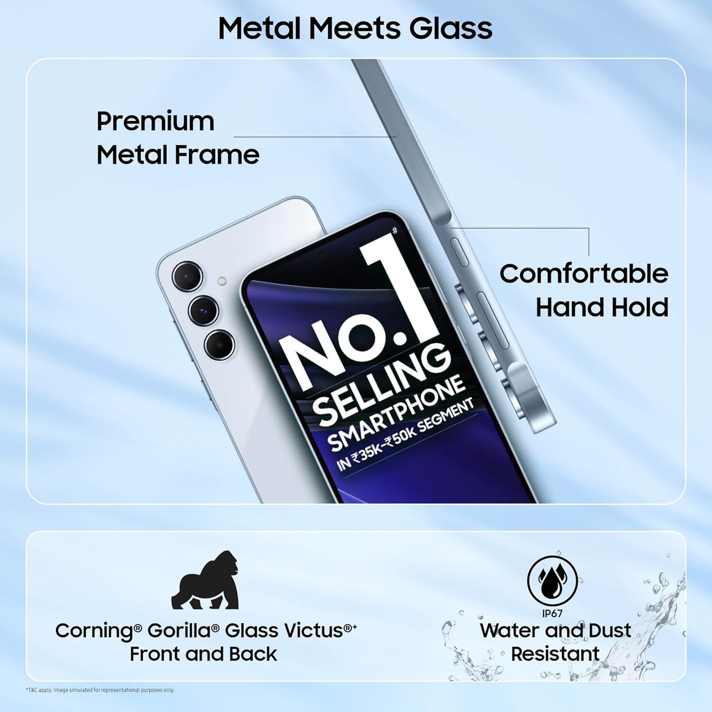 Samsung Galaxy A55 5G (Awesome Navy, 8GB RAM, 256GB Storage) | AI | Metal Frame | 50 MP Main Camera (OIS) | Super HDR Video| Nightography | IP67 | Corning Gorilla Glass Victus+ | sAMOLED Display